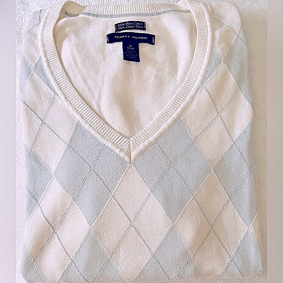 Y2K Tommy Hilfiger Pima Cotton Preppy Argyle Sweater (EUC) - Picture 3 of 5